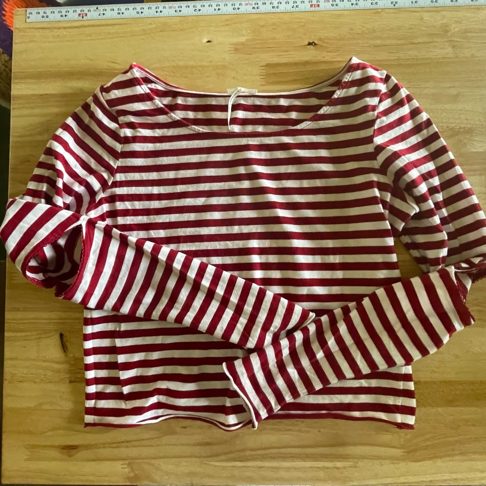Free People Red and White Stripe Crop Top